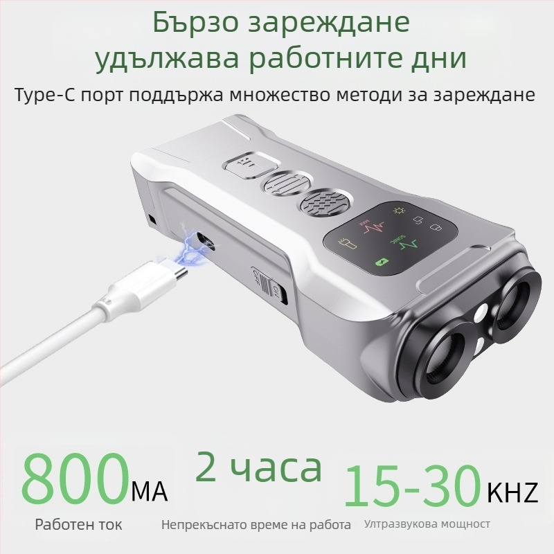 Трансграничен ултразвуков репелент за кучета с три глави, преносим дресьор за кучета със светлина, репелент за кучета против ухапване, репелент за кучета