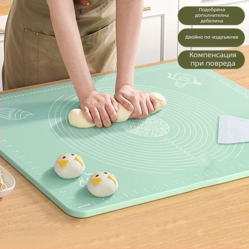 Силиконова подложка за месене, хранителна класа, домакински валцувани юфка и панелна подложка, нехлъзгаща се голяма дъска за приготвяне на кнедли за кухня