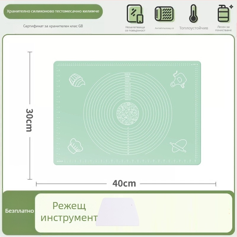 Силиконова подложка за месене, хранителна класа, домакински валцувани юфка и панелна подложка, нехлъзгаща се голяма дъска за приготвяне на кнедли за кухня