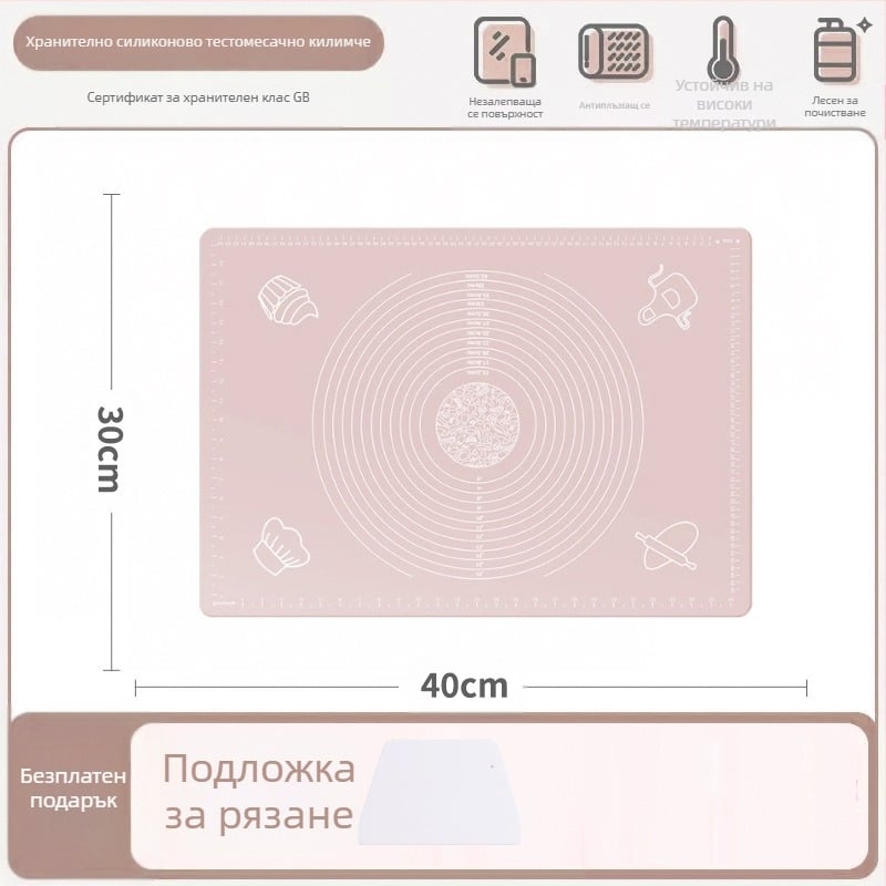 Силиконова подложка за месене, хранителна класа, домакински валцувани юфка и панелна подложка, нехлъзгаща се голяма дъска за приготвяне на кнедли за кухня