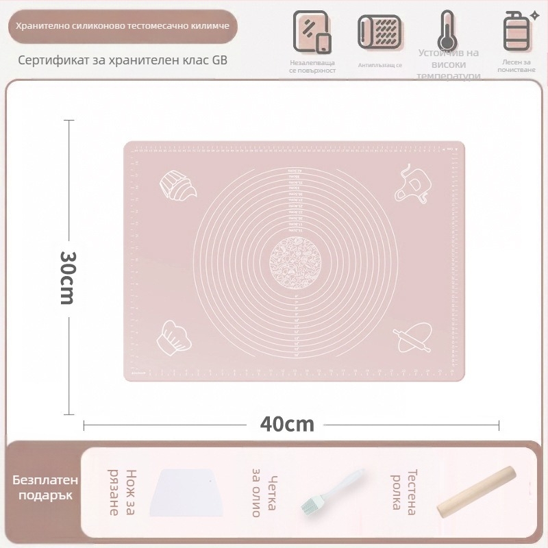 Силиконова подложка за месене, хранителна класа, домакински валцувани юфка и панелна подложка, нехлъзгаща се голяма дъска за приготвяне на кнедли за кухня
