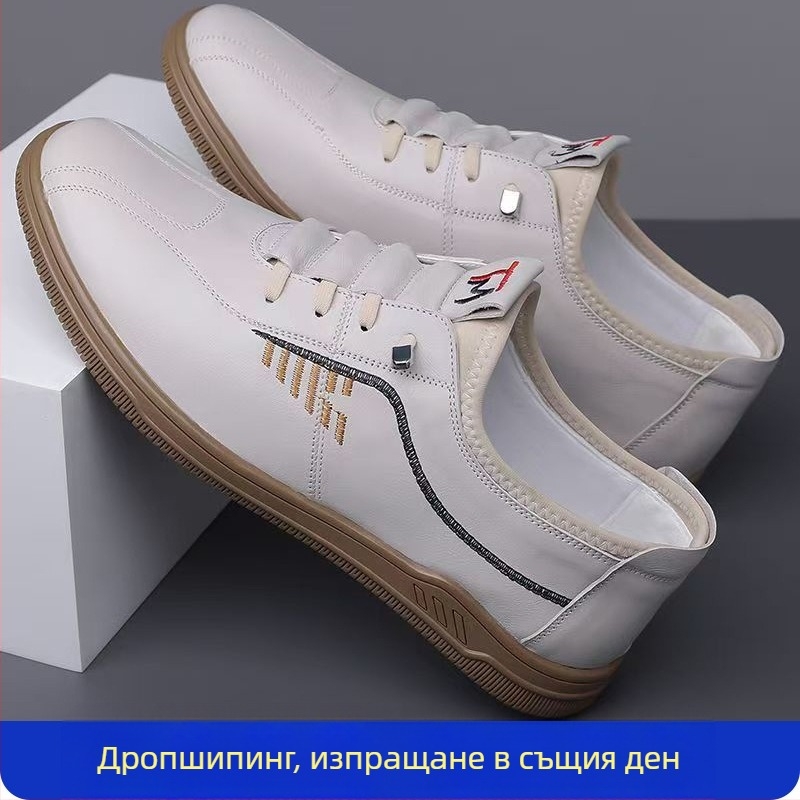 Мъжки кожени обувки с меко дъно, леки, безшовни, за кола, модни бизнес ежедневни обувки Four Seasons, водоустойчиви кожени обувки за мъже