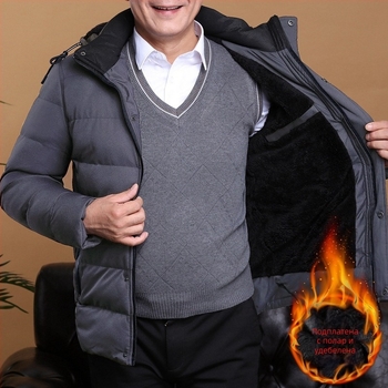 Мъжко зимно яке с полар, дебело топло и памучно подплатено, с памучна подплата, за мъже на бащино облекло