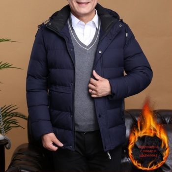 Мъжко зимно яке с полар, дебело топло и памучно подплатено, с памучна подплата, за мъже на бащино облекло