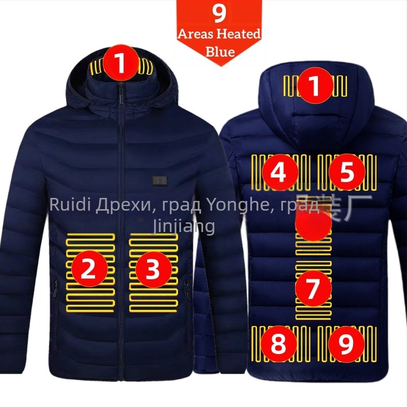 Памучно палто с четири контрола, 25 зони за отопление, ново облекло за отопление с голяма площ, европейско и американско, популярно памучно палто за отопление на едро