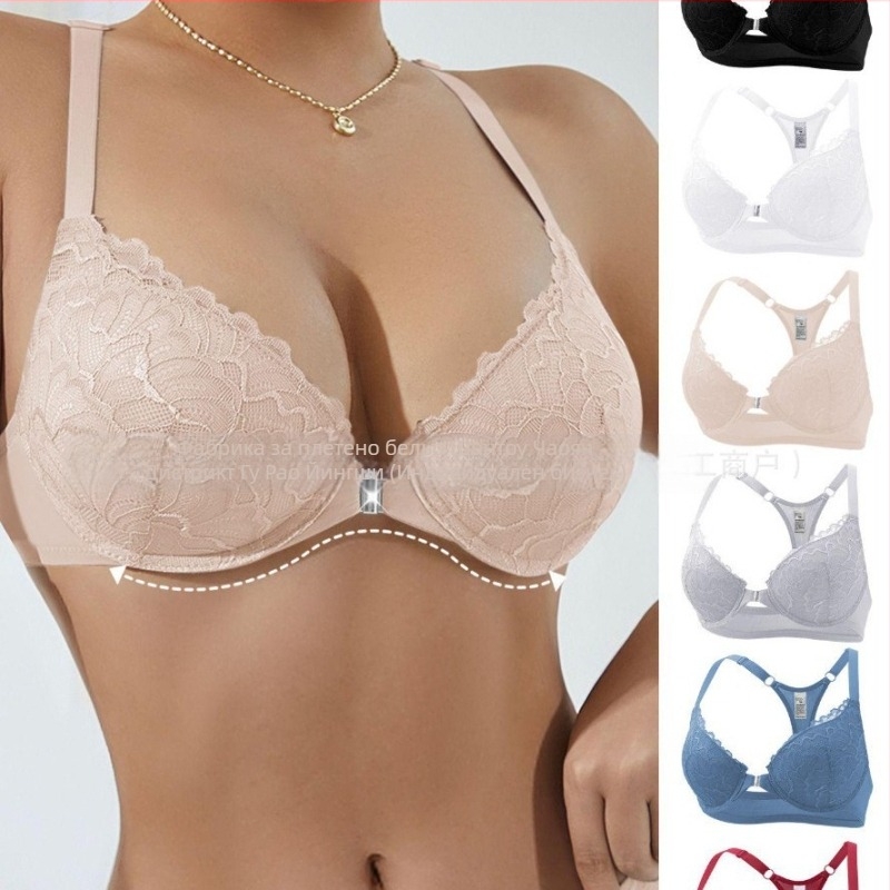 Производителят е специализиран в трансгранична търговия на едро, европейски и американски, популярен удобен, стоманен пръстен, френски, секси дантелен сутиен с копчета отпред и отзад, красив сутиен
