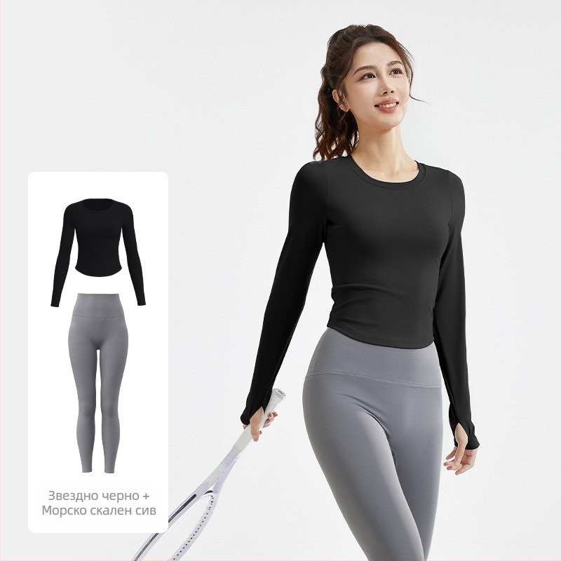 Juyitang Нов Naked Slim Йога костюм Тънък еластичен дишащ фитнес бягане фитнес костюм за свободното време