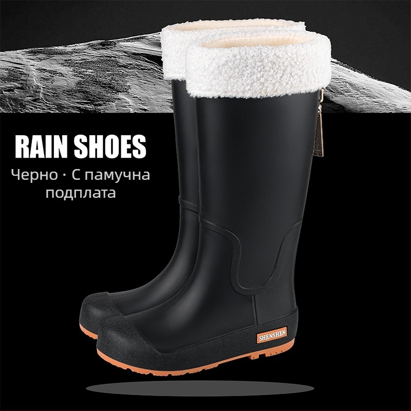 Модни обувки за дъжд, дамски водоустойчиви, неплъзгащи се, високи ботуши за дъжд, за възрастни, къмпинг, работа, износоустойчиви гумени обувки, дълги водоустойчиви обувки