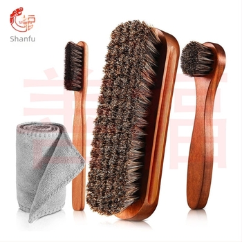 Комплект четки за обувки от масивна дървесина с висок клас за поддръжка, кожени обувки, грижа за ботуши, пълен комплект четки за почистване, четка за конски косъм, костюм
