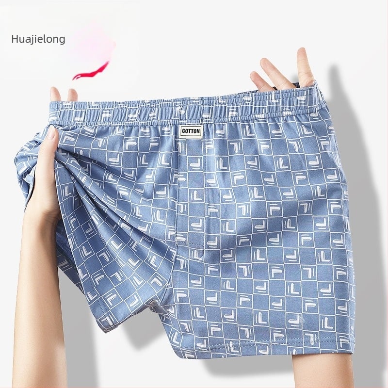 Мъжко бельо Hua Jielong, мъжки карирани боксерки, памучни боксерки, свободни, тънки, дишащи, със стрела, поколение коса