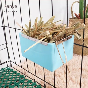 Безплатна доставка/10-годишна купа за храна за домашни любимци/Зайче A144 - Хранилка за трева с вграден контейнер за храна за морски свинчета