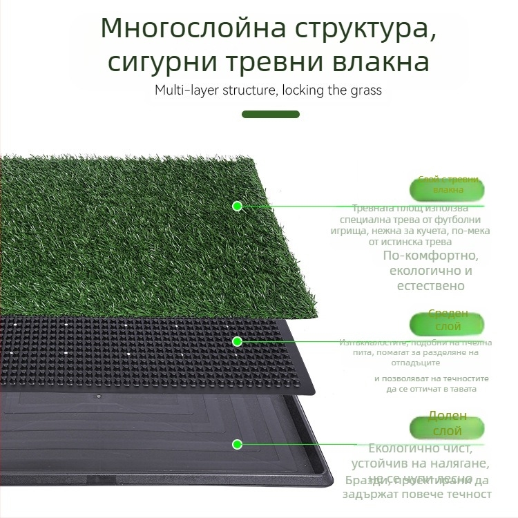 Трансгранична гранулирана тоалетна за кучета с голям и среден малък размер, симулационна тревна площ, трислойна тоалетна за кучета с фиксирана точка за обучение, фалшива тоалетна за тревна площ