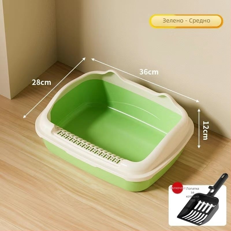 Трансгранична кутия за котешка тоалетна, голяма, напълно полузатворена, котешка тоалетна против пясък, тромпет, бебешка кутия за котешка тоалетна, котешки принадлежности