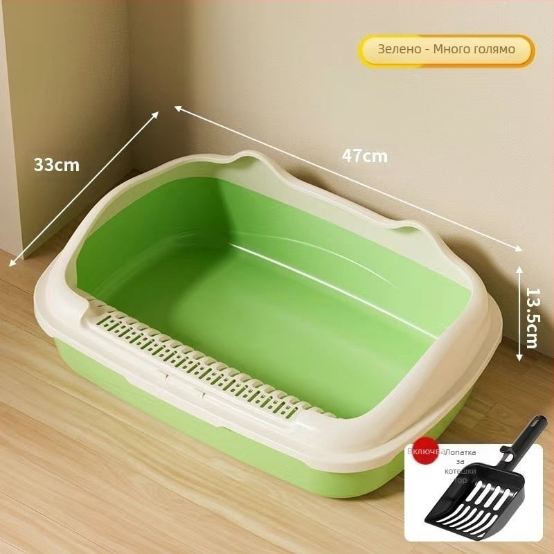 Трансгранична кутия за котешка тоалетна, голяма, напълно полузатворена, котешка тоалетна против пясък, тромпет, бебешка кутия за котешка тоалетна, котешки принадлежности