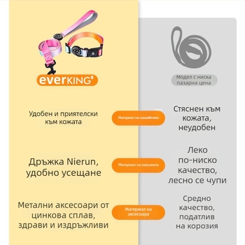 Каишка за кучета Everking с малък размер, верига за кучета, градиентен цвят, нашийник за кучета, въже за разходка на кучета на едро