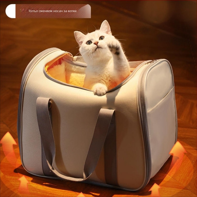 Чанта за котки, преносима раница за през рамо, зимна топла чанта за котки с поларена подплата, с двойна употреба, чанта за котешко гнездо, чанта за домашни любимци