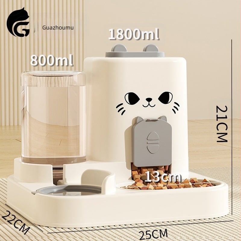 Хранилка за котки с вода и храна, вградена хранилка, купа за хранене със сухо и мокро разделяне, купа за кучета, купа за котки, купа за съхранение на храна за домашни любимци