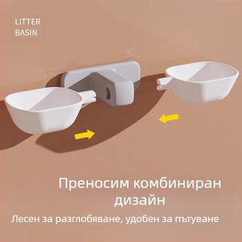 Стенна купа за котки без пробиване, за предотвратяване на преобръщане и защита на шийните прешлени, купа за котешка храна, автоматична висяща двойна купа за питейна вода за котки и домашни любимци