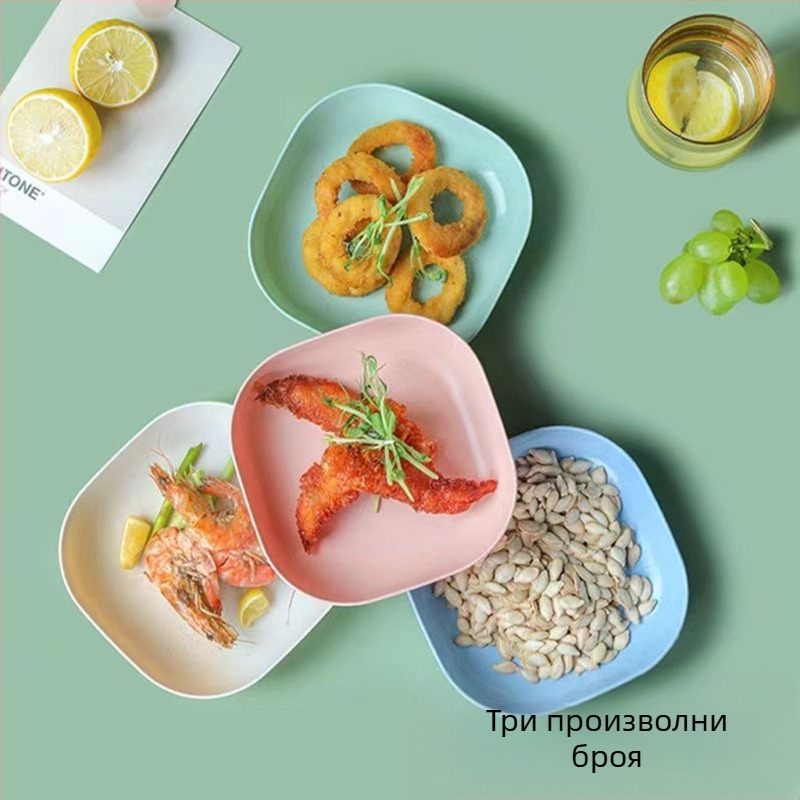 Чиния за плюене на кости, домакинска чиния с кости, чиния с кости, креативна пластмасова чиния, малка чиния с основа, маса за хранене в японски стил, пшенична сламка