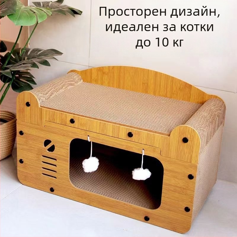 Дъска за драскане на котки, устойчива на износване, котешко гнездо, вертикален диван с нокти, гофрирана хартия, универсална играчка за котешка къщичка Four Seasons