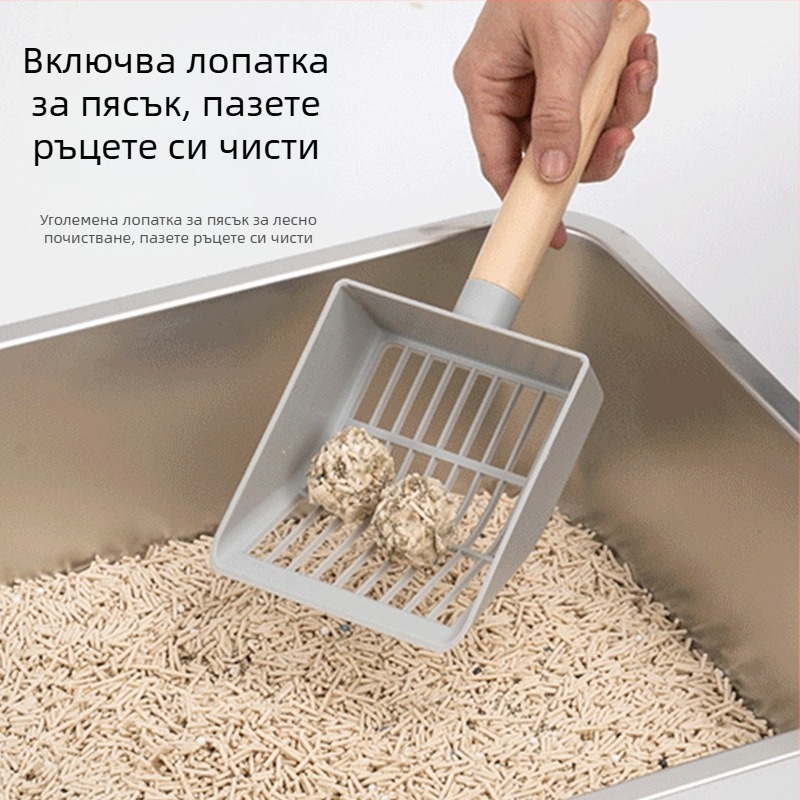 Най-продаваната котешка тоалетна от неръждаема стомана на Amazon, изключително голяма, против пръски, полузатворена, със стълби, ABS, включва котешка лъжичка