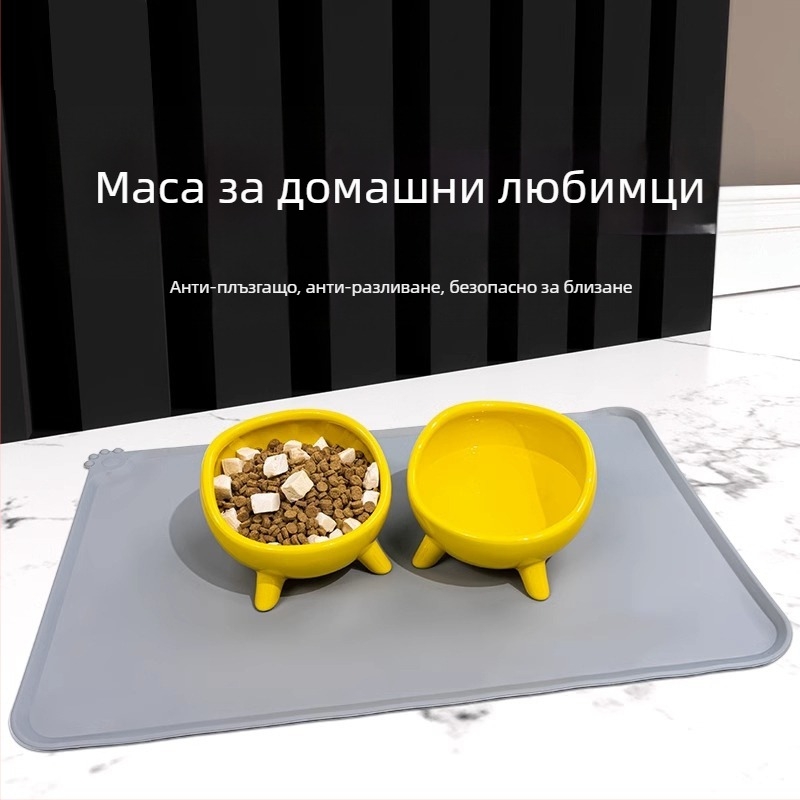 Силиконова подложка за домашни любимци, хранителна, 48/55 см, против преливане, лесна за почистване, подложка за купа за котки и кучета