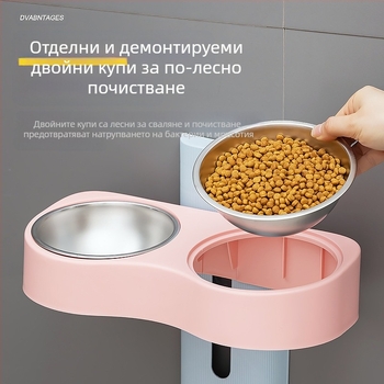 Повдигаща се купа за хранене на котки, Нова хранилка за питейна вода три в едно, Лежанка за котешка храна, Купа за ориз за котки, Вградена хранилка