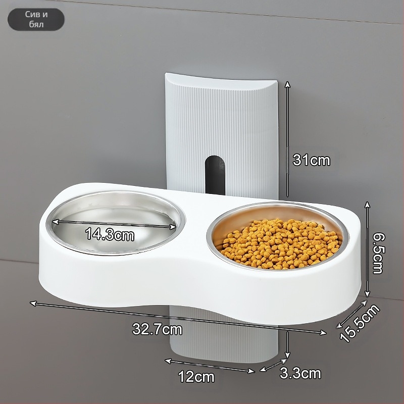 Повдигаща се купа за хранене на котки, Нова хранилка за питейна вода три в едно, Лежанка за котешка храна, Купа за ориз за котки, Вградена хранилка
