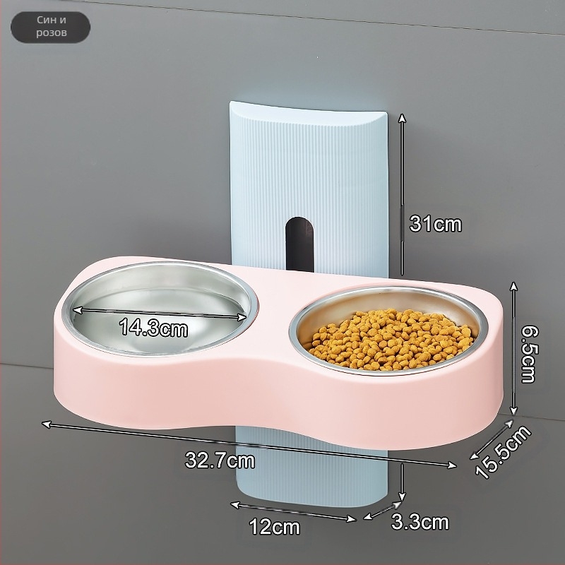 Повдигаща се купа за хранене на котки, Нова хранилка за питейна вода три в едно, Лежанка за котешка храна, Купа за ориз за котки, Вградена хранилка