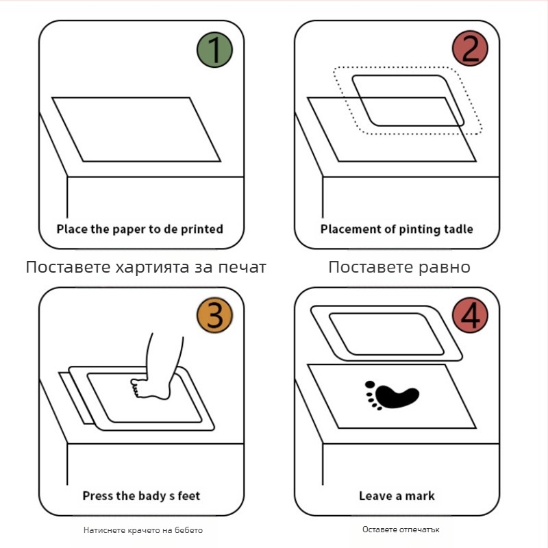 Маса за еднократна употреба, бебешка масичка за печат на ръце и крака, масичка за печат с незалепващ ефект върху графити с отпечатъци, нова масичка за пръсти, която не се отмива