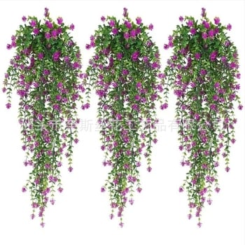 Трансгранична симулация на зелено растение, окачване на стена, симулация на евкалипт, камелия, лоза, евкалипт, листа от ратан, висяща цветна декорация