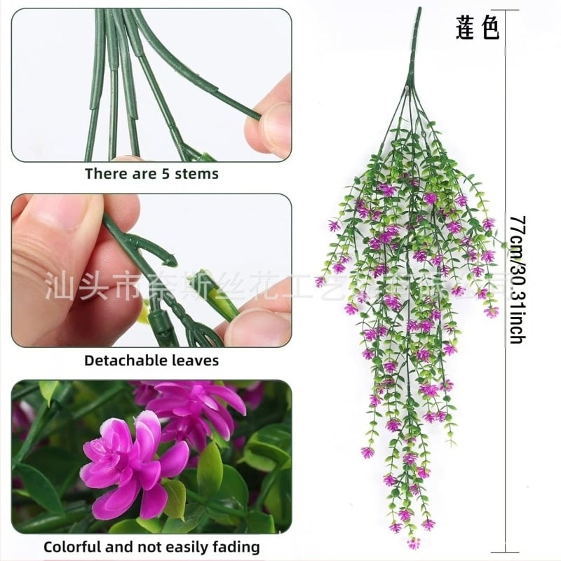 Трансгранична симулация на зелено растение, окачване на стена, симулация на евкалипт, камелия, лоза, евкалипт, листа от ратан, висяща цветна декорация