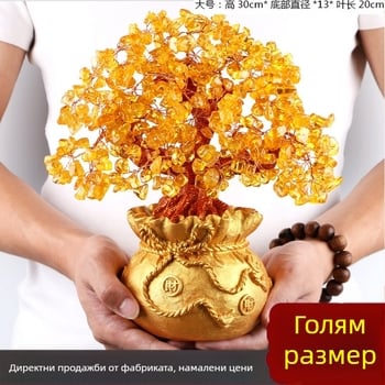 Директно от фабриката на едро на едро с естествен кристал дърво за късмет торбичка с пари дърво за късмет бизнес занаятчийски подаръчни орнаменти