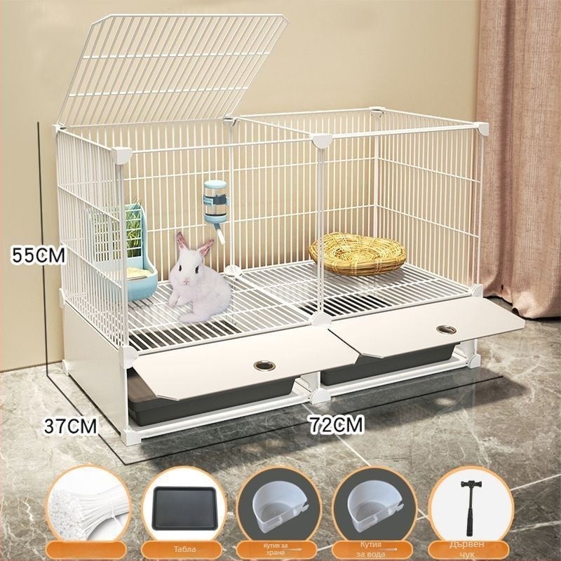 Клетка за зайци Домакинска Голяма Вътрешна Тава за Зайци Морско Свинче Клетка за Морско Свинче Домашни Любимци Заешко Гнездо За Заешко Клетка Двоен Слой Анти-Джейлбрейк