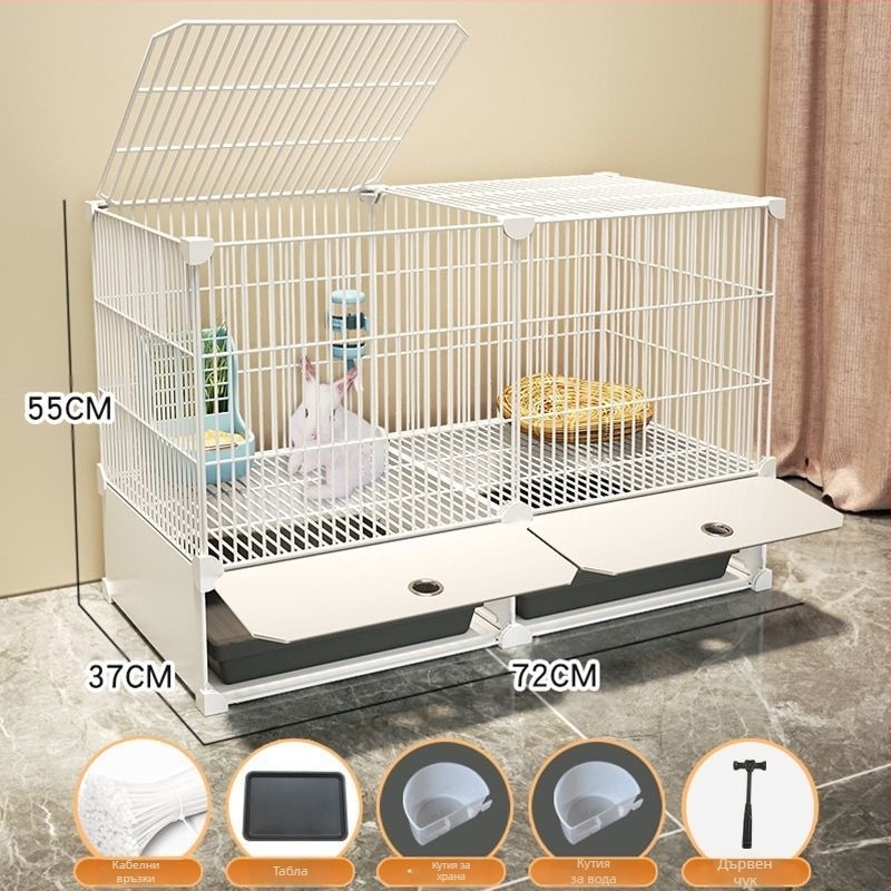 Клетка за зайци Домакинска Голяма Вътрешна Тава за Зайци Морско Свинче Клетка за Морско Свинче Домашни Любимци Заешко Гнездо За Заешко Клетка Двоен Слой Анти-Джейлбрейк