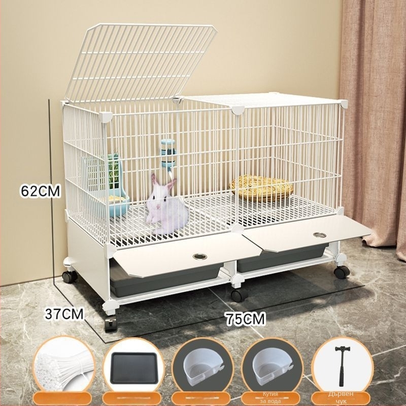 Клетка за зайци Домакинска Голяма Вътрешна Тава за Зайци Морско Свинче Клетка за Морско Свинче Домашни Любимци Заешко Гнездо За Заешко Клетка Двоен Слой Анти-Джейлбрейк