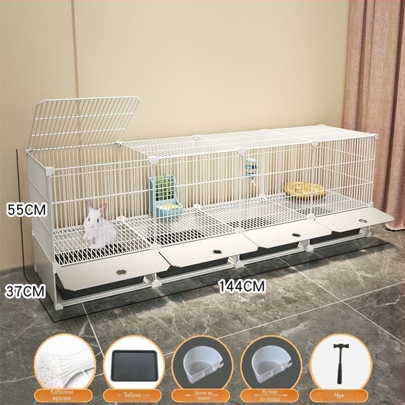 Клетка за зайци Домакинска Голяма Вътрешна Тава за Зайци Морско Свинче Клетка за Морско Свинче Домашни Любимци Заешко Гнездо За Заешко Клетка Двоен Слой Анти-Джейлбрейк