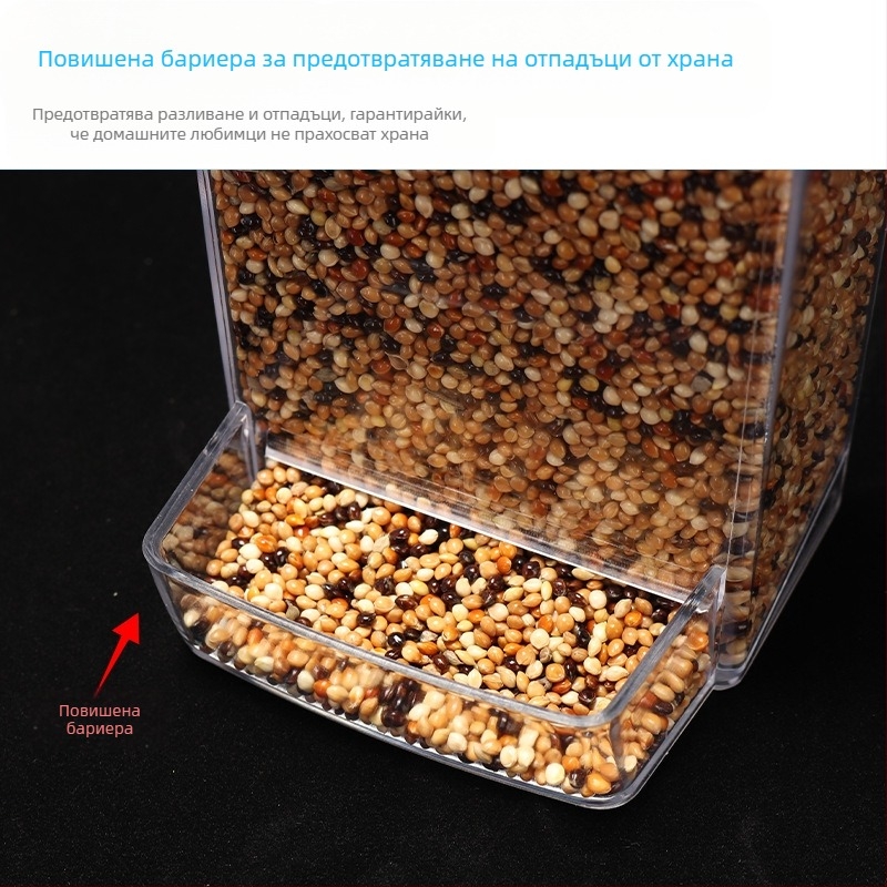 Кутия за храна за птици с тигрова кожа, божур, какаду, защита от пръски, автоматична хранилка против пръски, нова хранилка, прозрачна хранилка за птици