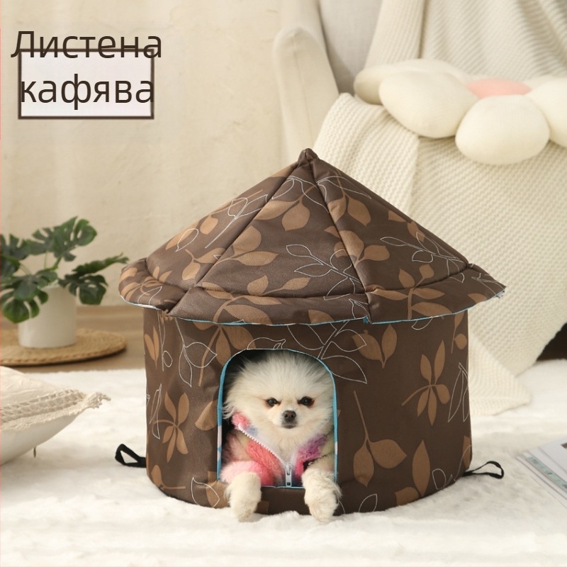 Трансгранична котешка къщичка, Външна водоустойчива къщичка за котки и кучета, Къщичка за домашни любимци, Сваляща се и миеща се котешка вила, Зимна топла къщичка за котки и кучета