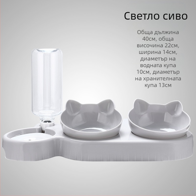 Купа за котешка храна, саксия за котешка храна с двойна защита, шийни прешлени, автоматична купа за пиене, против преобръщане, саксия за котешка храна, саксия за ориз, домашни любимци за кучета