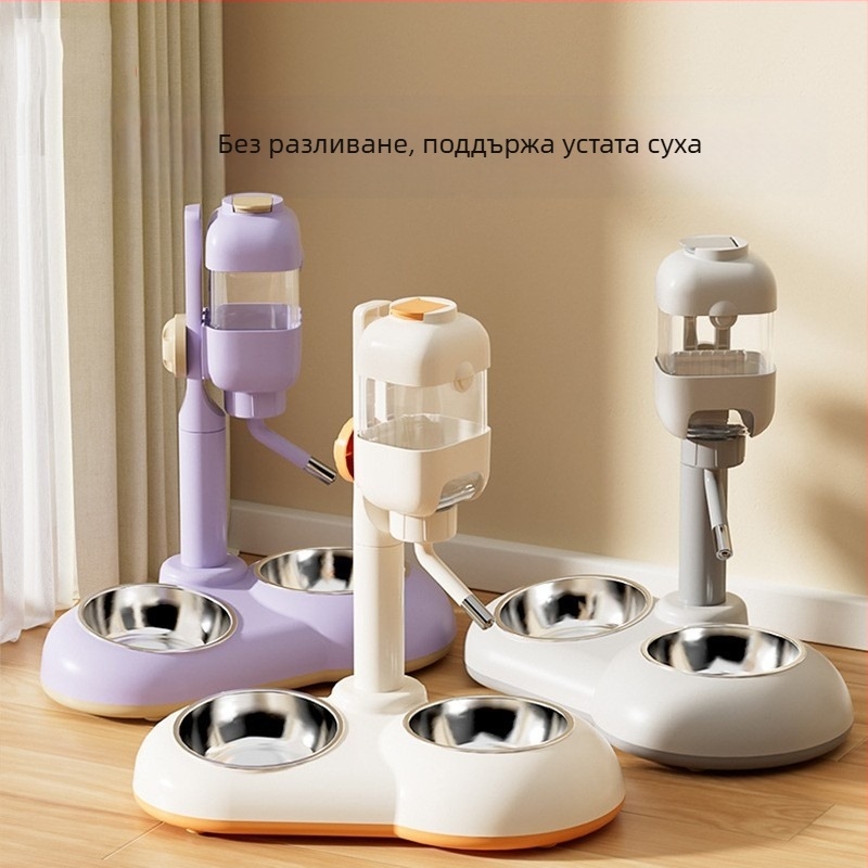 Трансгранична нова вертикална фонтанка за кучета, неръждаема стомана, антидетонираща купа за хранене, за средни и малки кучета и котки, двойна купа