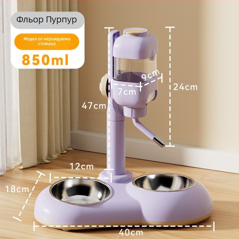 Трансгранична нова вертикална фонтанка за кучета, неръждаема стомана, антидетонираща купа за хранене, за средни и малки кучета и котки, двойна купа