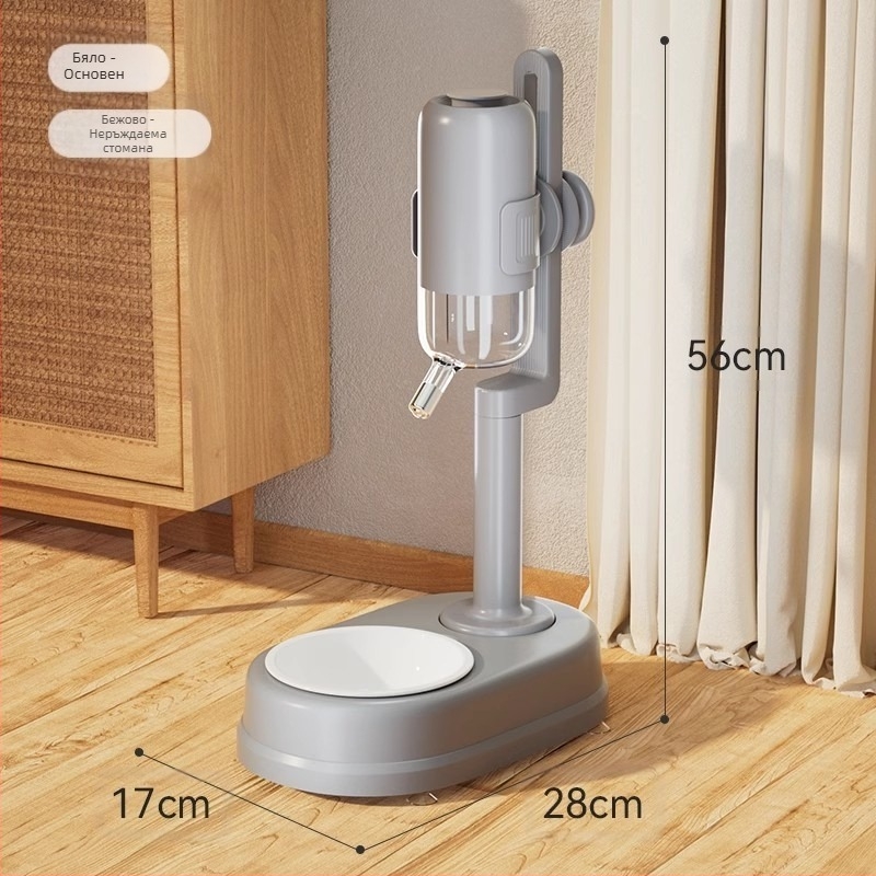 Трансгранична нова вертикална фонтанка за кучета, неръждаема стомана, антидетонираща купа за хранене, за средни и малки кучета и котки, двойна купа