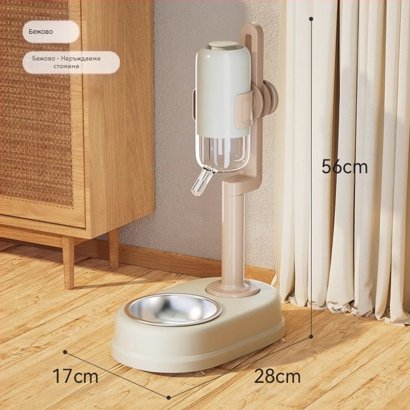 Трансгранична нова вертикална фонтанка за кучета, неръждаема стомана, антидетонираща купа за хранене, за средни и малки кучета и котки, двойна купа