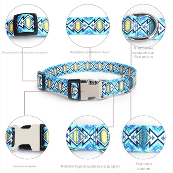 Фабрично снабдяване Дигитален печат Нашийник за домашни любимци Удебелен топлопренос Полуметална катарама Нашийник за кучета Трансграничен горещ продаван Нашийник за кучета