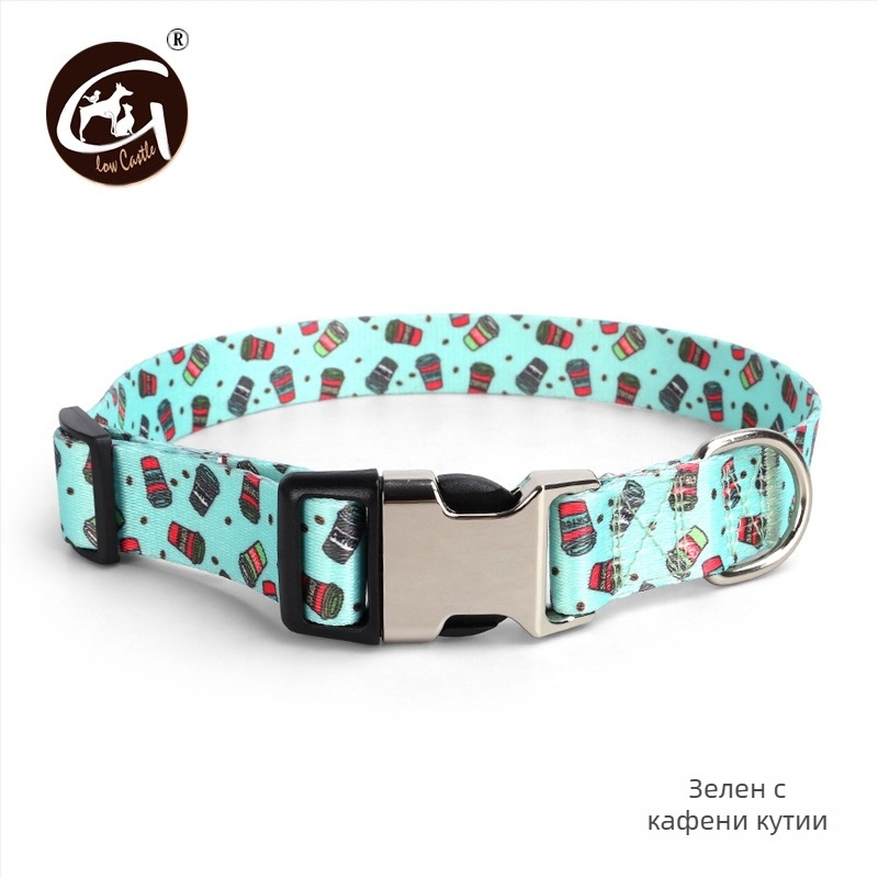Фабрично снабдяване Дигитален печат Нашийник за домашни любимци Удебелен топлопренос Полуметална катарама Нашийник за кучета Трансграничен горещ продаван Нашийник за кучета