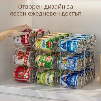 Многослойна стойка за съхранение на консерви, подреждаща се бира и напитки, прозрачна стойка за съхранение, безплатна комбинация от настолна стойка за съхранение на консерви