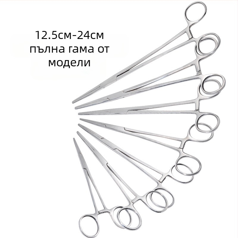 Търговия на едро медицински хемостатични щипци от неръждаема стомана, щипки за скубане на коса, щипки за вендузи, хирургически щипки, съдови щипки с прав лакът, плоска уста