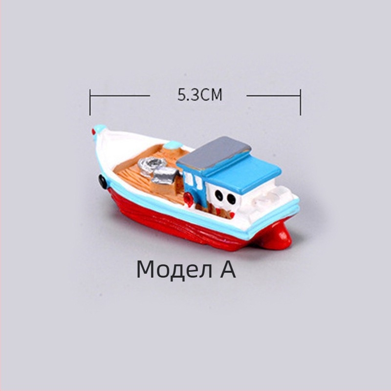 Средиземноморска рибарска лодка, аквариум, озеленяване, микро пейзаж, аквариум, направи си сам, смола, креативна лодка, яхта, пиратски кораб