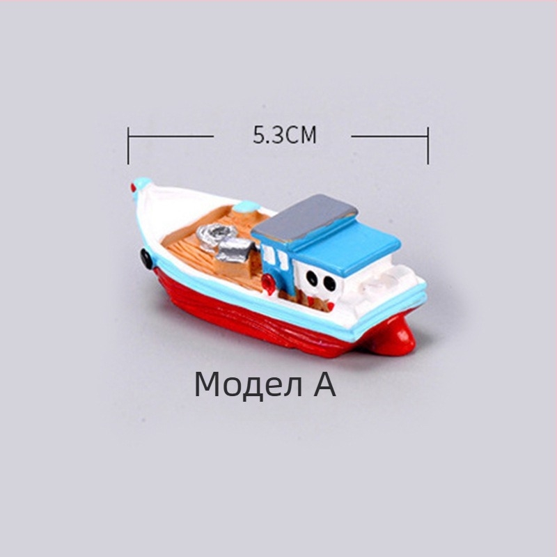Средиземноморска рибарска лодка, аквариум, озеленяване, микро пейзаж, аквариум, направи си сам, смола, креативна лодка, яхта, пиратски кораб